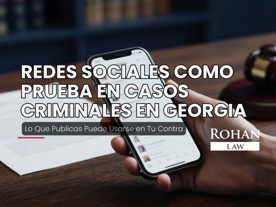 ¿Sabías que se pueden usar tus publicaciones en redes sociales como prueba en casos criminales Georgia? Aprende cómo protegerte. Consulta gratis con Rohan Law.